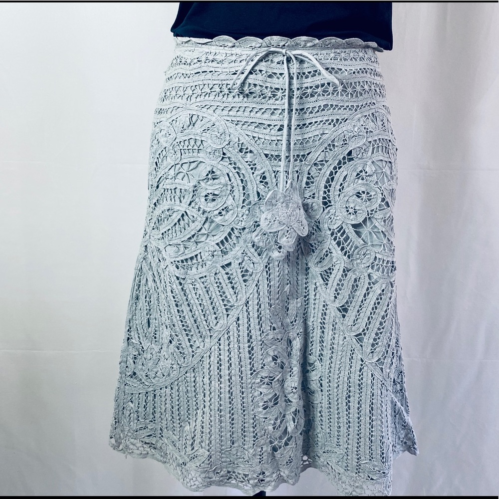 Blue Lace Skirt Cotton Size 2 from London Boutique